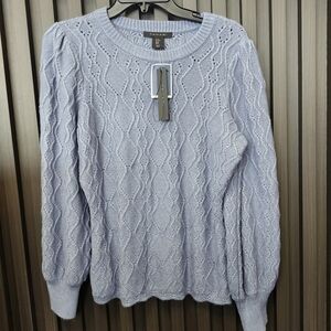 Tahari Women's Light Blue Cable Knit Sweater